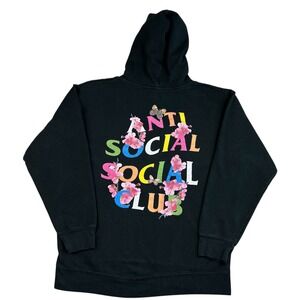 Anti Social Social Club Black Hoodie Cherry Blossom Butterfly Men's Large Skate